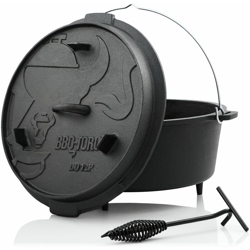 foto del prodotto bbq toro dutch oven do12p, pentola in ghisa premium da 13,6 l, pentola in ghisa