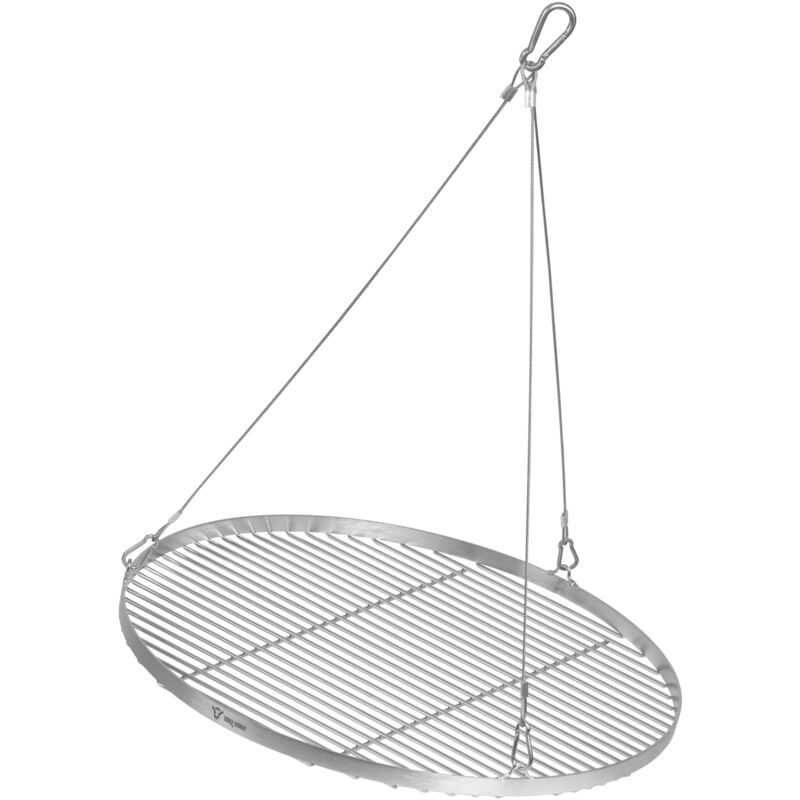 foto del prodotto bbq-toro griglia in acciaio inox rotonda 60 cm griglia con sospensione a corda girevole