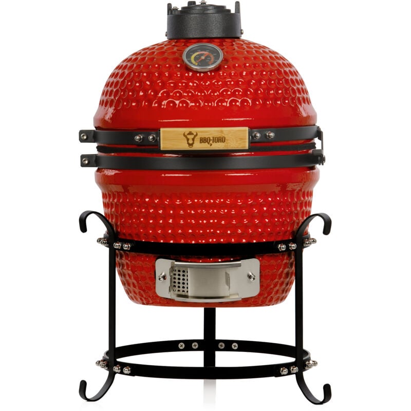 foto del prodotto bbq toro kamado grill a carbonella 32 cm haiiro con griglia e termometro, rosso