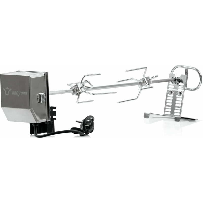 foto del prodotto bbq toro set di spiedini in acciaio inox per grigliate 79 cm motore 220v 240v, 2 pinze per carne