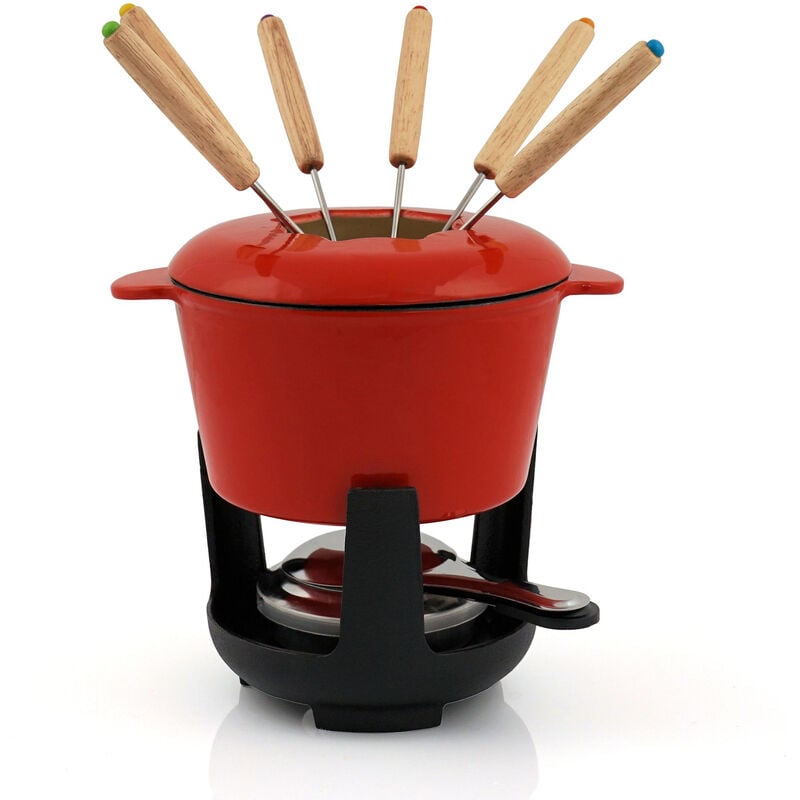 foto del prodotto bbq toro set per fonduta in ghisa da 13 pezzi per 6 persone 1 l rosso smaltato