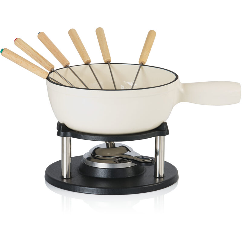 foto del prodotto bbq toro set per fonduta in ghisa da 9 pezzi per 6 persone, 2 l, smaltato, set per fondue con bruciatore e forchette
