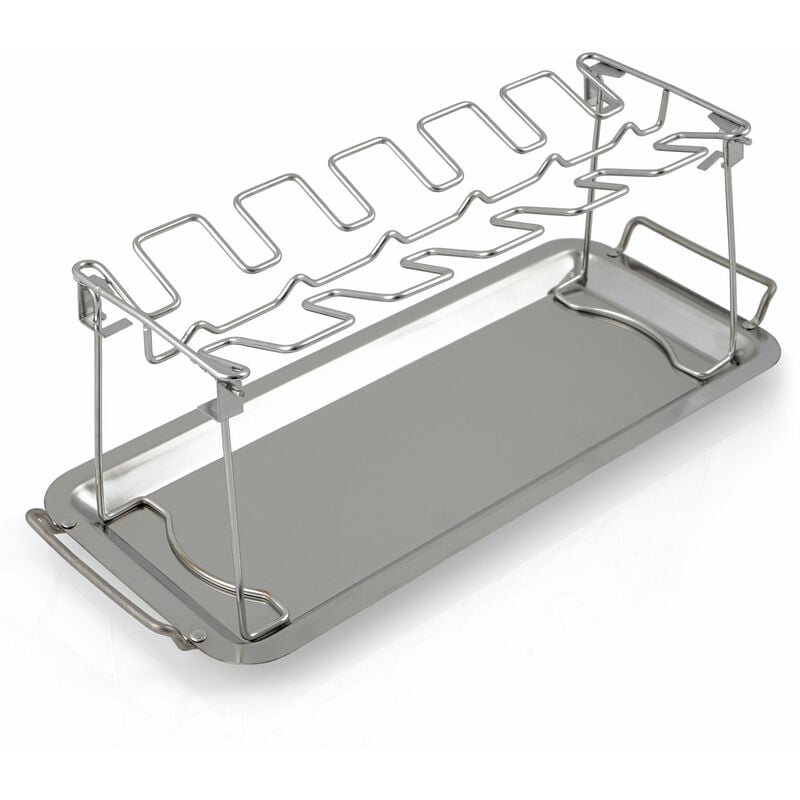 foto del prodotto bbq toro supporto per cosce di pollo in acciaio inox con vassoio di raccolta per 12 cosce