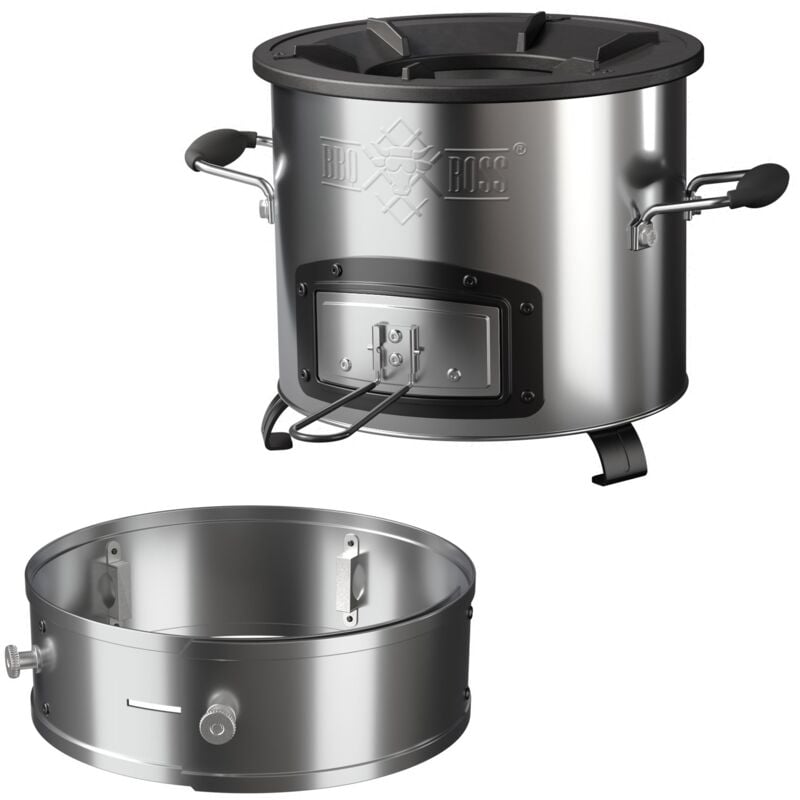 foto del prodotto bbqboss forno da campeggio rocket stove fornello per barbecue in acciaio inox e ghisa stufa a razzo adatto per camping cucinare all aperto forno
