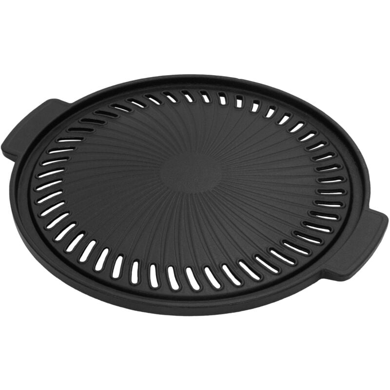 foto del prodotto bbqboss piastra per barbecue in ghisa con manici 32 cm griglia da campeggio grill per bistecche verdure adatto a gas fuoco al aperto bistecchiera