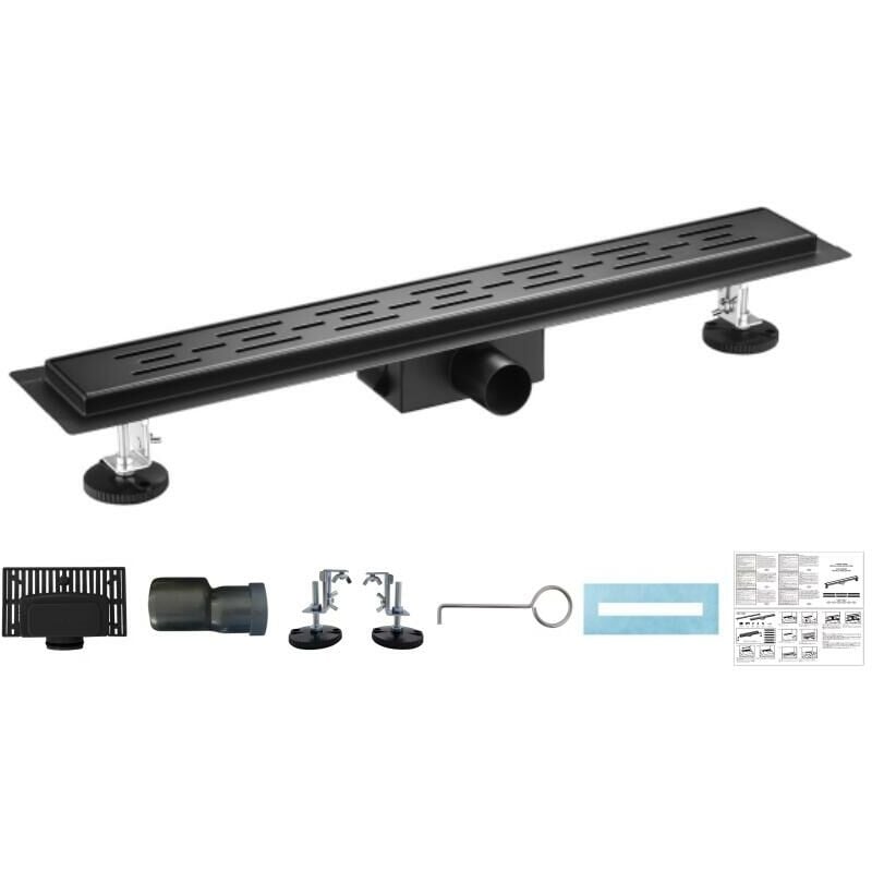 foto del prodotto bc elec 06 50 b piatto doccia in acciaio inox 50cm nero opaco, doccia sterfput, altezza regolabile 98 142mm