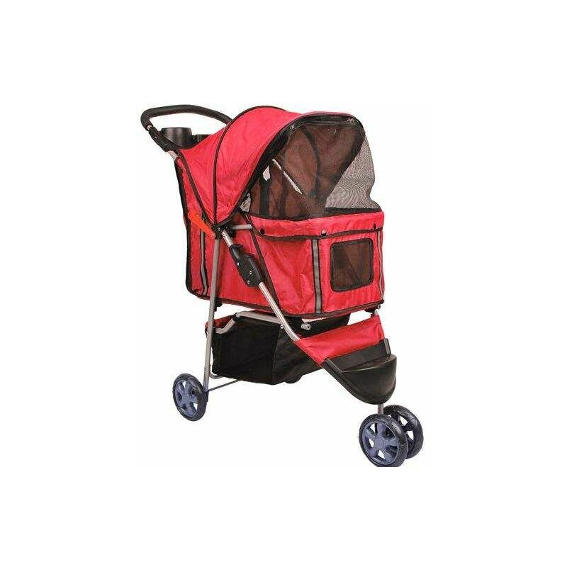 foto del prodotto bc elec 5663 0015ared passeggino per animali con 3 ruote, colore rosso