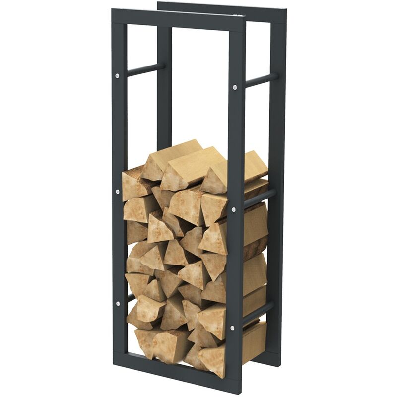 foto del prodotto bc elec hhwpf0005 scaffale per legna da ardere in acciaio nero 100x40x25cm, scaffale per legna da ardere, scaffale per tronchi
