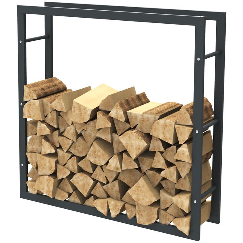foto del prodotto bc elec hhwpf0011 scaffale per legna da ardere in acciaio nero 100x100x25cm, scaffale per legna da ardere, scaffale per tronchi