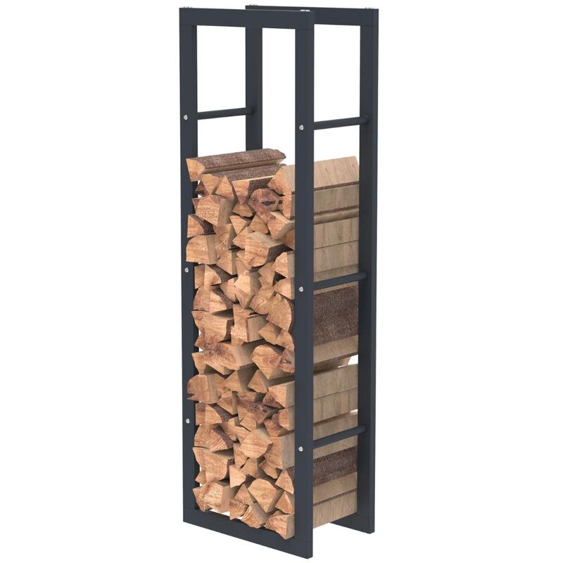 foto del prodotto bc elec hhwpf0015 scaffale per legna da ardere in acciaio nero 125x40x25cm, scaffale per legna da ardere, scaffale per tronchi
