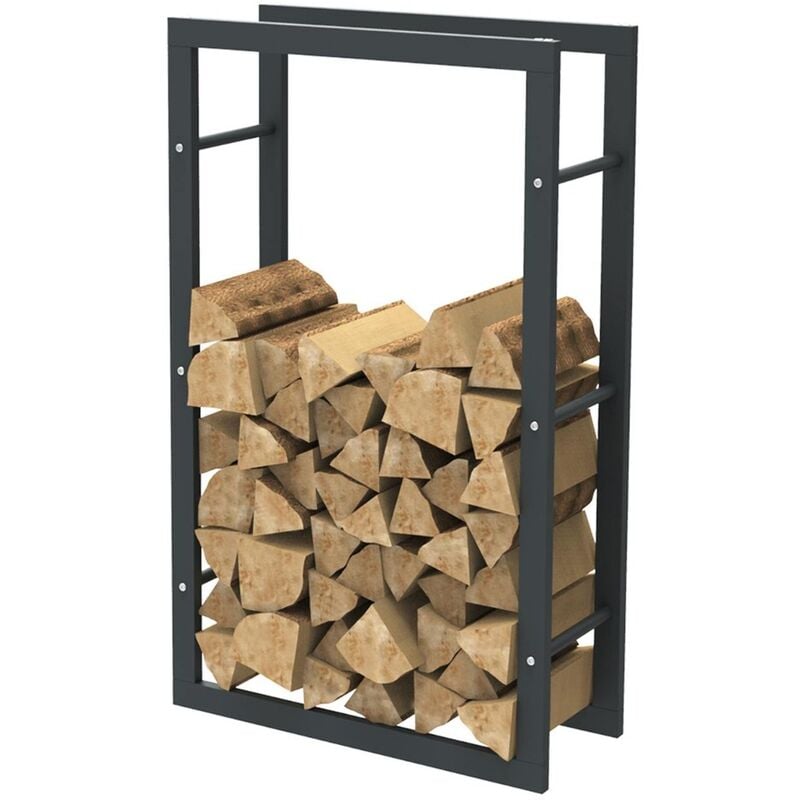 foto del prodotto bc elec hhwpf0018 scaffale per legna da ardere in acciaio nero 100x60x25cm, scaffale per legna da ardere, scaffale per tronchi