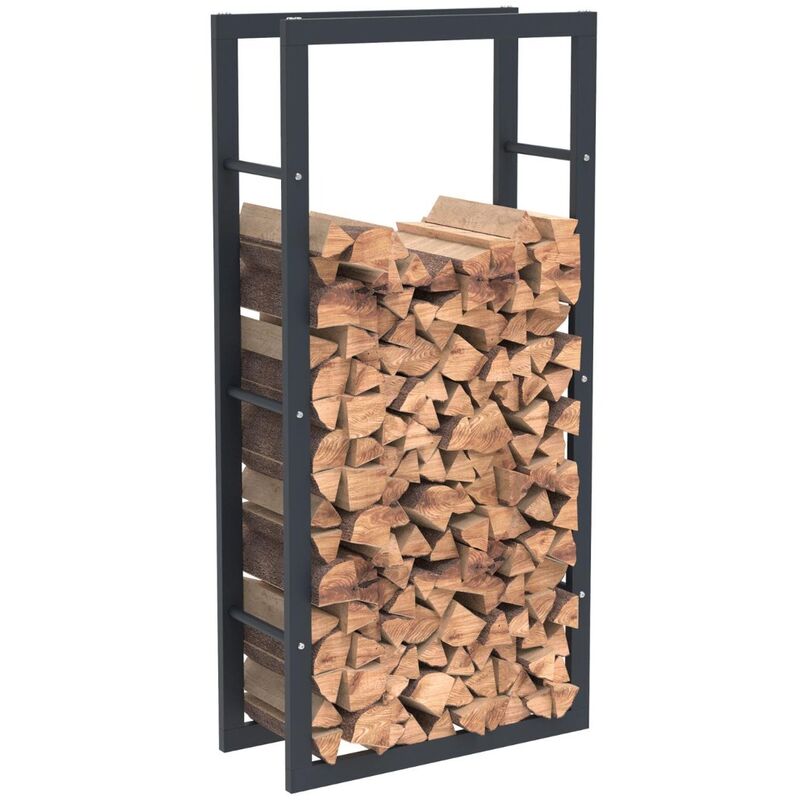 foto del prodotto bc elec hhwpf0019 scaffale per legna da ardere in acciaio nero 125x60x25cm, scaffale per legna da ardere, scaffale per tronchi