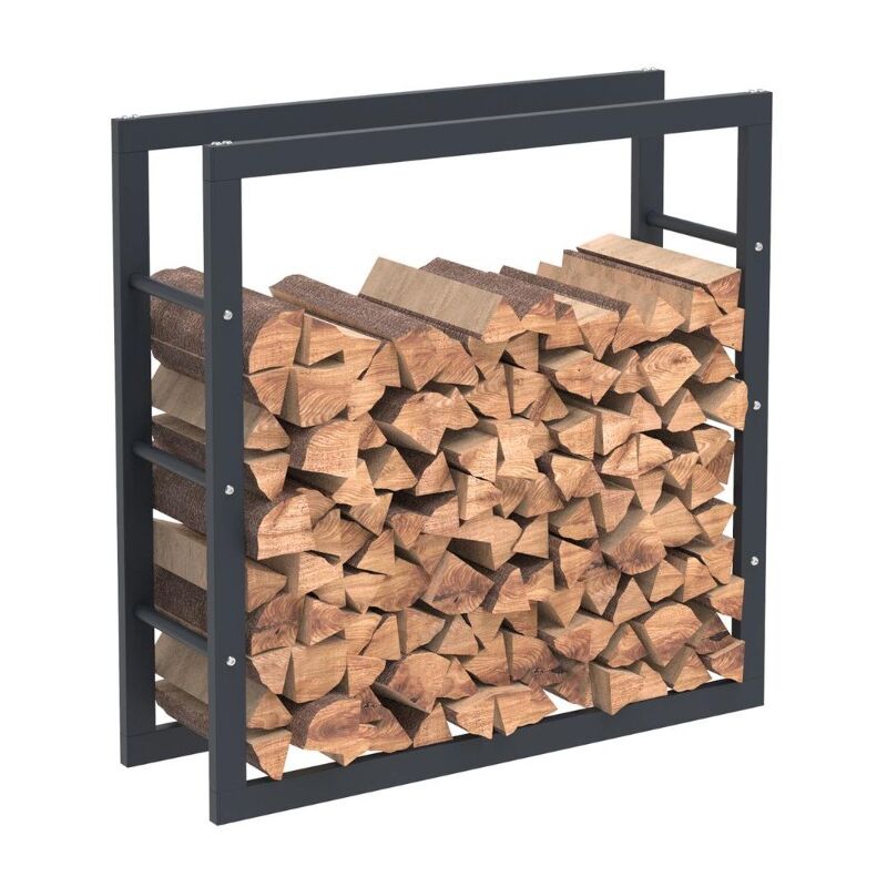 foto del prodotto bc elec hhwpf0020 scaffale per legna da ardere in acciaio nero 80x80x25cm, scaffale per legna da ardere, scaffale per tronchi