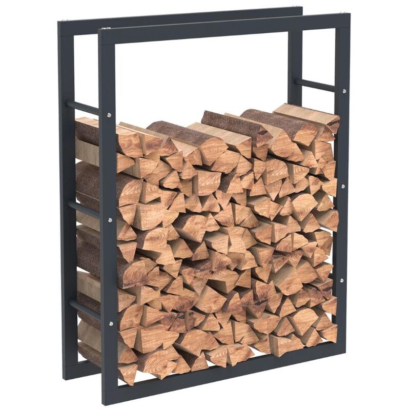 foto del prodotto bc elec hhwpf0021 scaffale per legna da ardere in acciaio nero 100x80x25cm, scaffale per legna da ardere, scaffale per tronchi