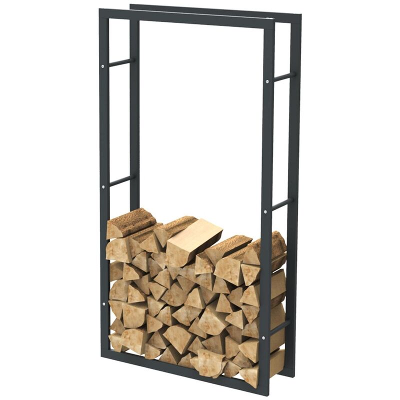 foto del prodotto bc elec hhwpf0023 scaffale per legna da ardere in acciaio nero 150x80x25cm, scaffale per legna da ardere, scaffale per tronchi