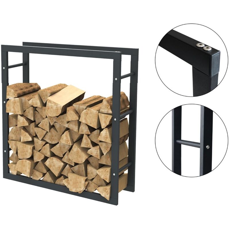 foto del prodotto bc elec hhwpf0024 scaffale per legna da ardere in acciaio nero 80x100x25cm, scaffale per legna da ardere, scaffale per tronchi