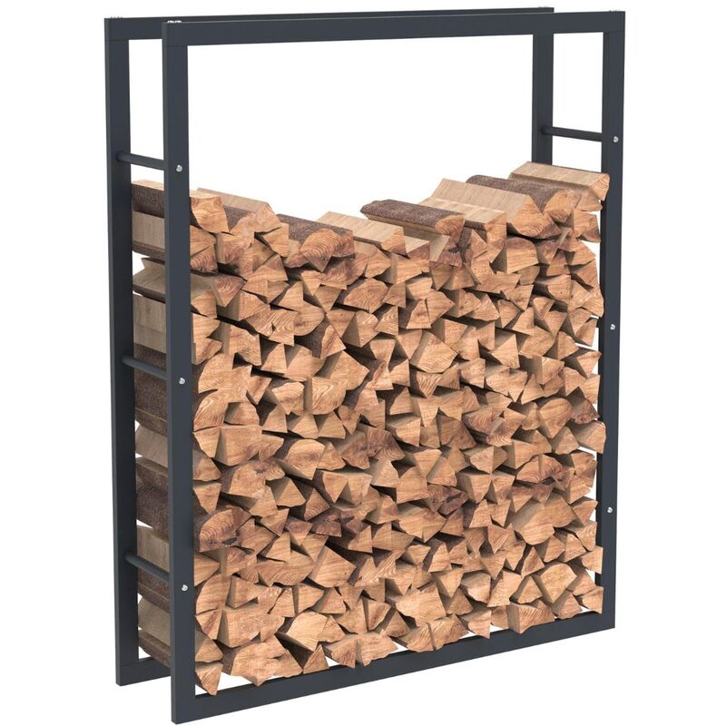 foto del prodotto bc elec hhwpf0025 scaffale per legna da ardere in acciaio nero 125x100x25cm, scaffale per legna da ardere, scaffale per tronchi