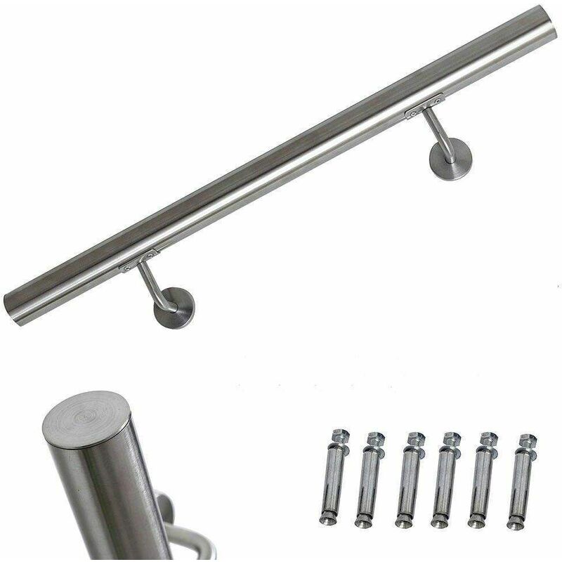 foto del prodotto bc elec hm004 130 corrimano scala 130cm, corrimano in acciaio inox diametro 42mm, per uso interno ed esterno