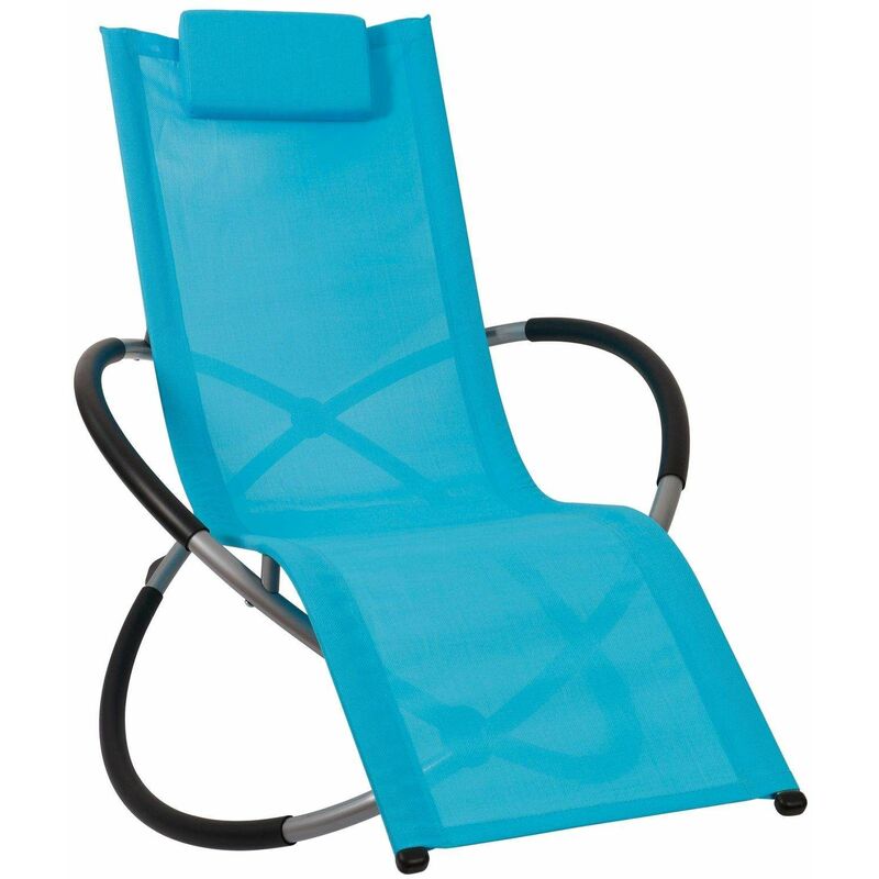 foto del prodotto bc elec hmbl 04 blue sedia a sdraio blu, poltrona da giardino, sedia da giardino, sedia a dondolo, resistente alle intemperie, max 180kg