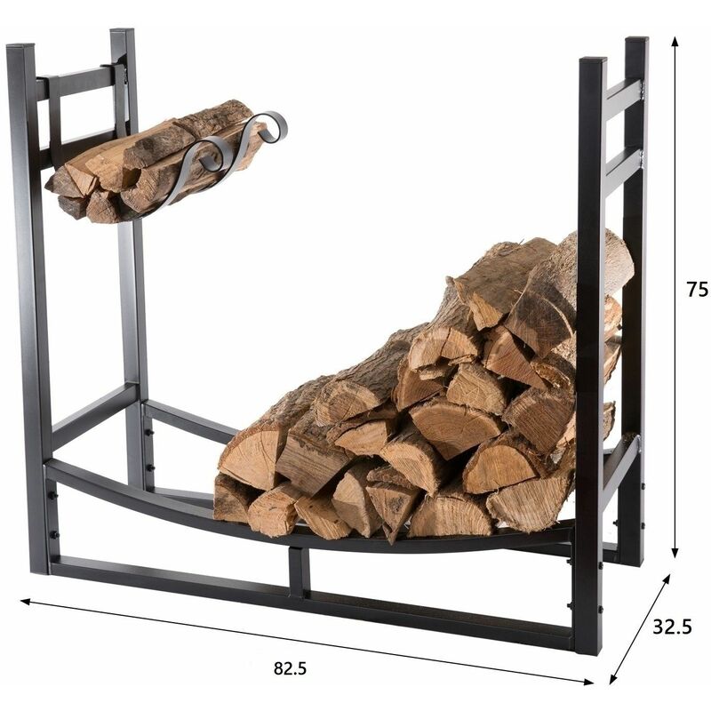 immagine 0 del prodotto bc elec hmfr 16 contenitore di legno in acciaio nero 82.5x33x75cm, legna da ardere