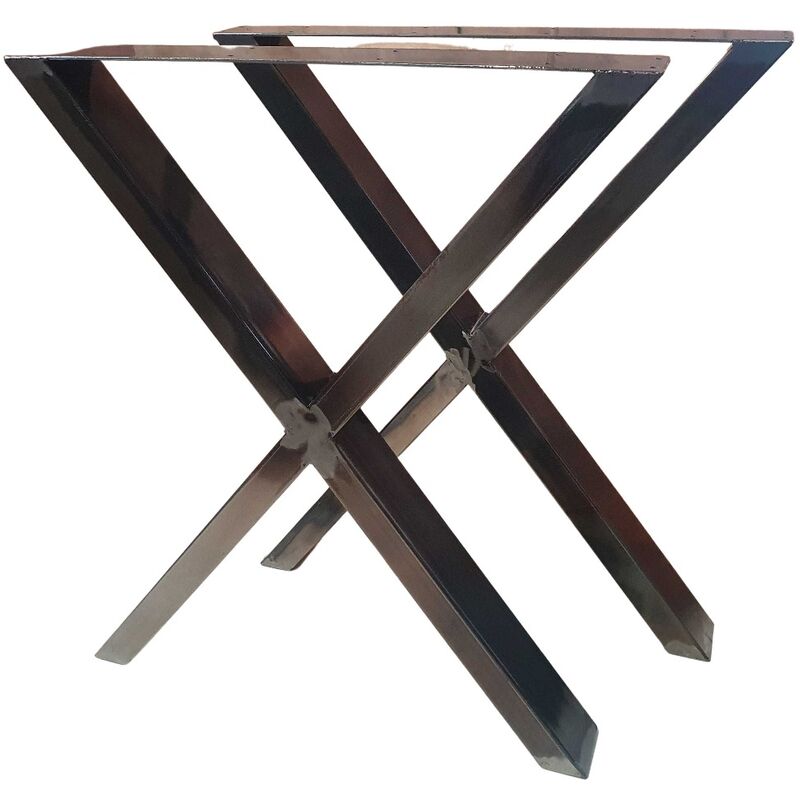 foto del prodotto bc elec hmlt 3 rus set di 2 gambe da tavolo a forma di x in acciaio verniciato, gambe da tavolo in metallo 60x72cm, design industriale