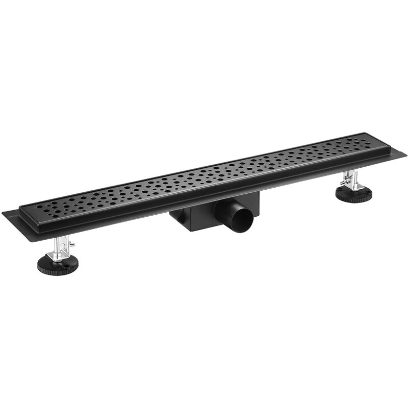 foto del prodotto bc elec l06 50 b piatto doccia in acciaio inox 50cm nero opaco, doccia sterfput, altezza regolabile 98 142mm