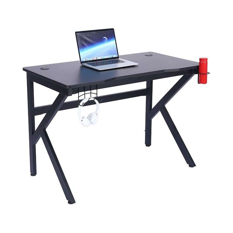 foto del prodotto bc elec wd0004 tavolo per computer da gioco 110x60x75cm con gestione dei cavi, portabicchieri e portacuffie