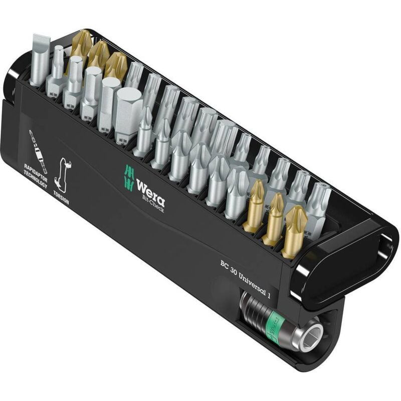 foto del prodotto bc universal 30 bit check 05056440001 kit inserti 30 parti taglio, croce phillips, croce pozidriv, brugola interna wera
