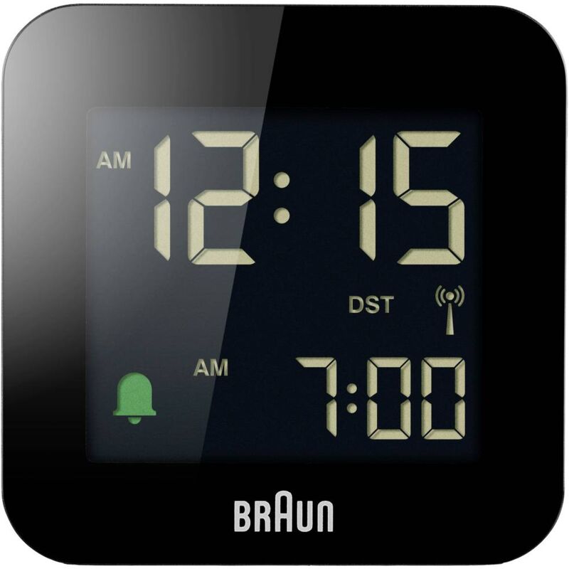 foto del prodotto bc08b dcf radiocontrollato sveglia nero display negativo braun