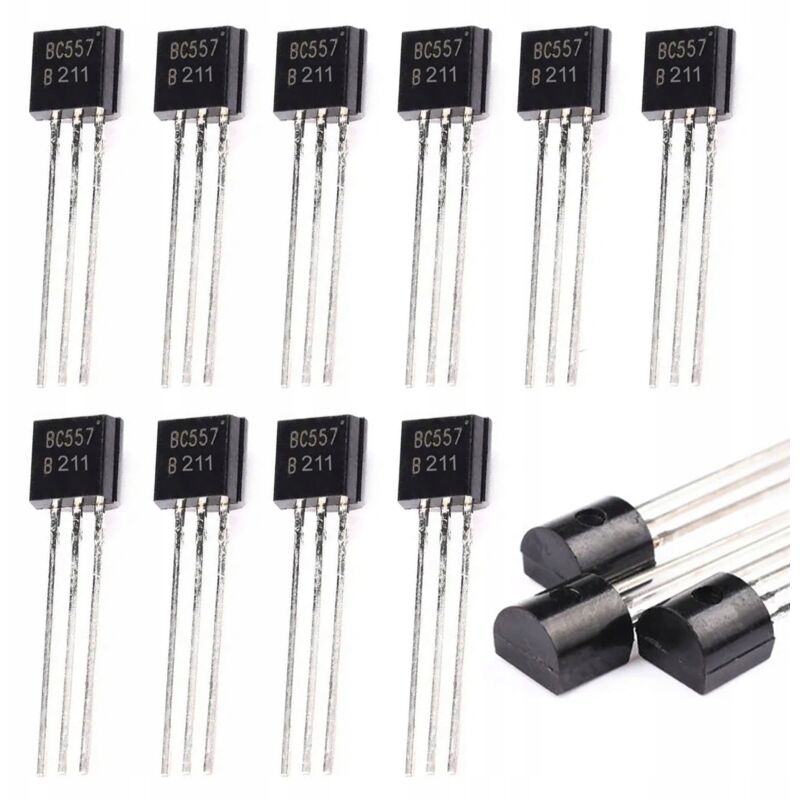 foto del prodotto bc557 transistor arduino pnp 10 pz. nell alloggiamento to 92