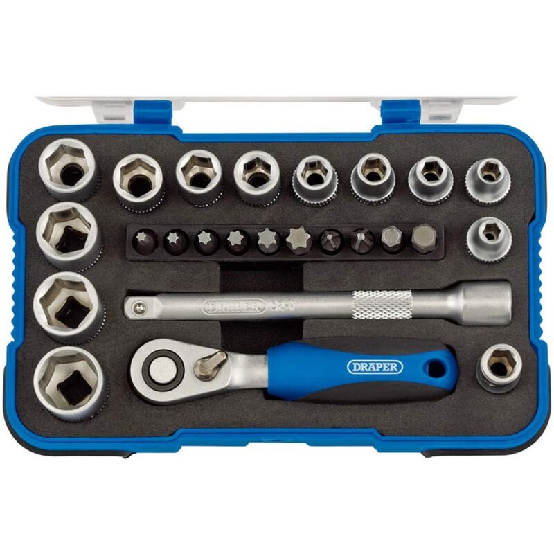 foto del prodotto bd25 m 1 10,2 cm centimetri. dr. metric socket set 25 pezzi , blu draper