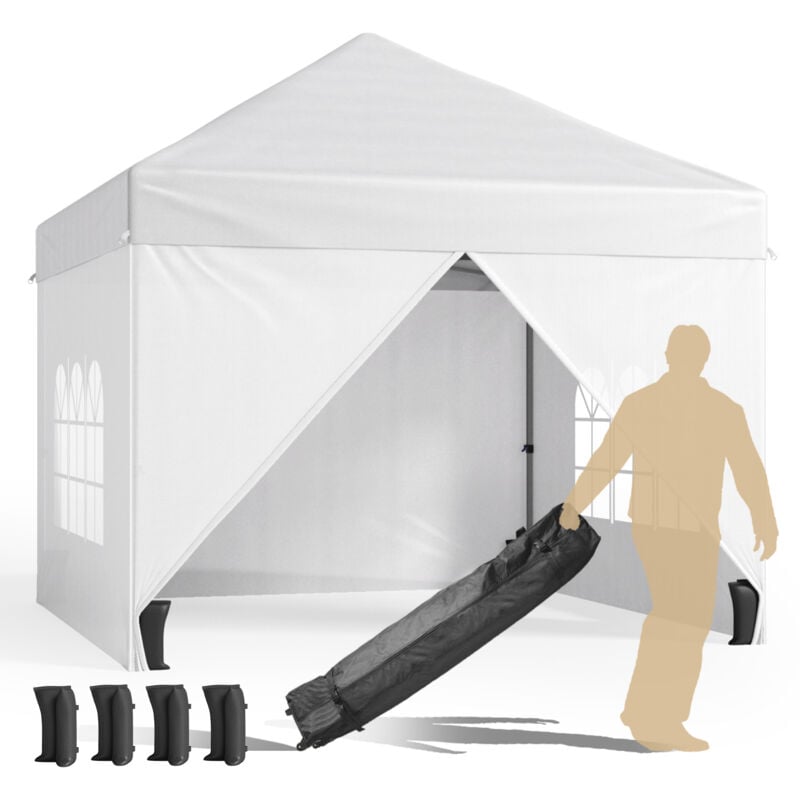 foto del prodotto bealife gazebo da giardino esterno barnum 3x3 tenda per ricevimenti con pareti in tessuto, borsa di stoccaggio con ruote, altezza regolabile 3,3 m