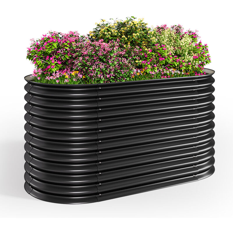 foto del prodotto bealife orti rialzati e orti ovale 160x80x80 cm per orto in acciaio con base a rete metallica anti insetti nero