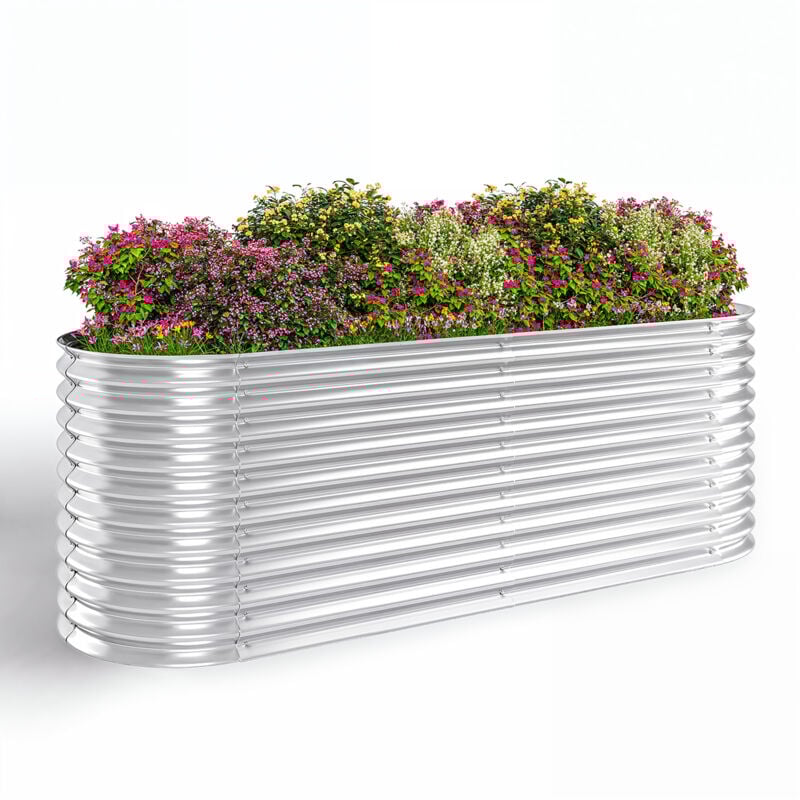 foto del prodotto bealife orti rialzati e orti ovale in acciaio 240x80x80 cm con base a rete metallica anti insetti argenteo
