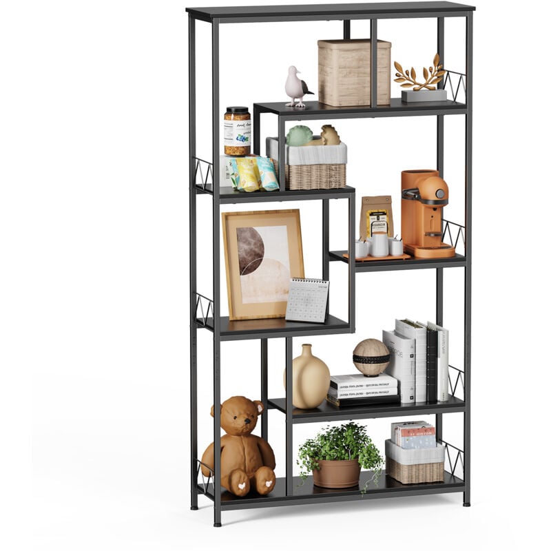 foto del prodotto bealife scaffale organizzativo 7 ripiani con struttura in metallo e piedi regolabili 100x30x180 cm nero