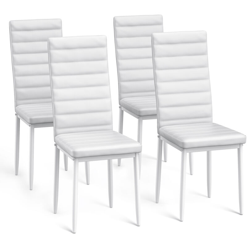 immagine 0 del prodotto bealife set di 4 sedie da pranzo moderne con rivestimento in pelle pu, struttura metallo e piedini con gomma antiscivolo bianco per interni