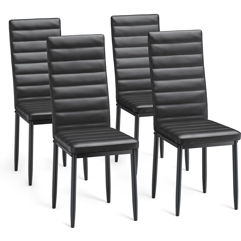 foto del prodotto bealife set di 4 sedie da pranzo moderne con rivestimento in pelle pu, struttura metallo e piedini con gomma antiscivolo nero per interni