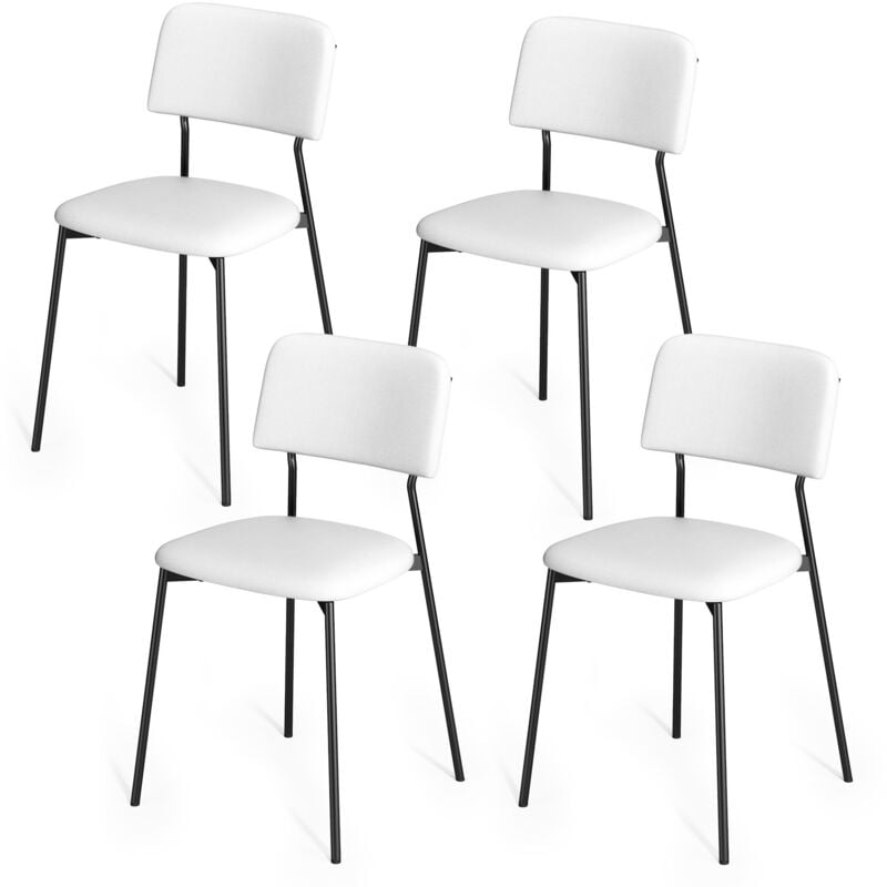 foto del prodotto bealife set di 4 sedie da pranzo moderne con schienale imbottito, struttura in metallo e piedini con gomma antiscivolo bianco per interni