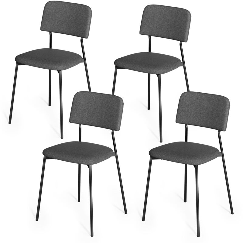 foto del prodotto bealife set di 4 sedie da pranzo moderne con schienale imbottito, struttura in metallo e piedini con gomma antiscivolo grigio antracite per