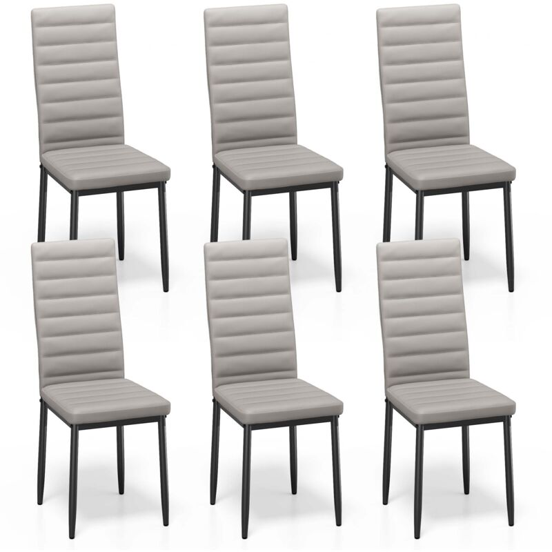 foto del prodotto bealife set di 6 sedie da pranzo moderne con rivestimento in pelle pu, struttura metallo e piedini con gomma antiscivolo grigio per interni