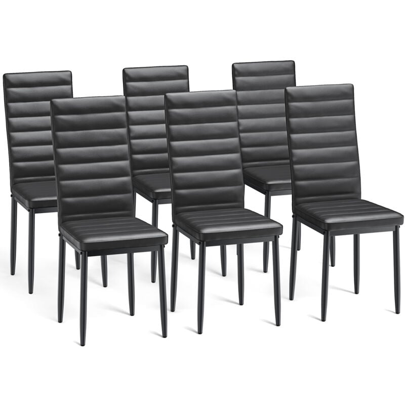 foto del prodotto bealife set di 6 sedie da pranzo moderne con rivestimento in pelle pu, struttura metallo e piedini con gomma antiscivolo nero per interni