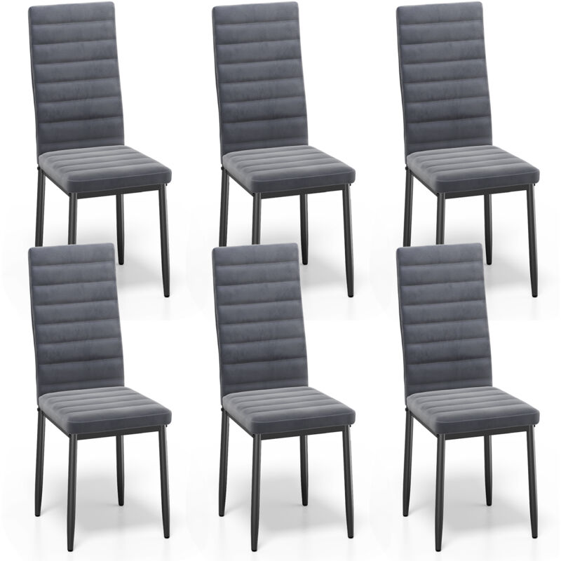 foto del prodotto bealife set di 6 sedie da pranzo moderne con rivestimento in velluto, struttura metallo e piedini con gomma antiscivolo grigio scuro