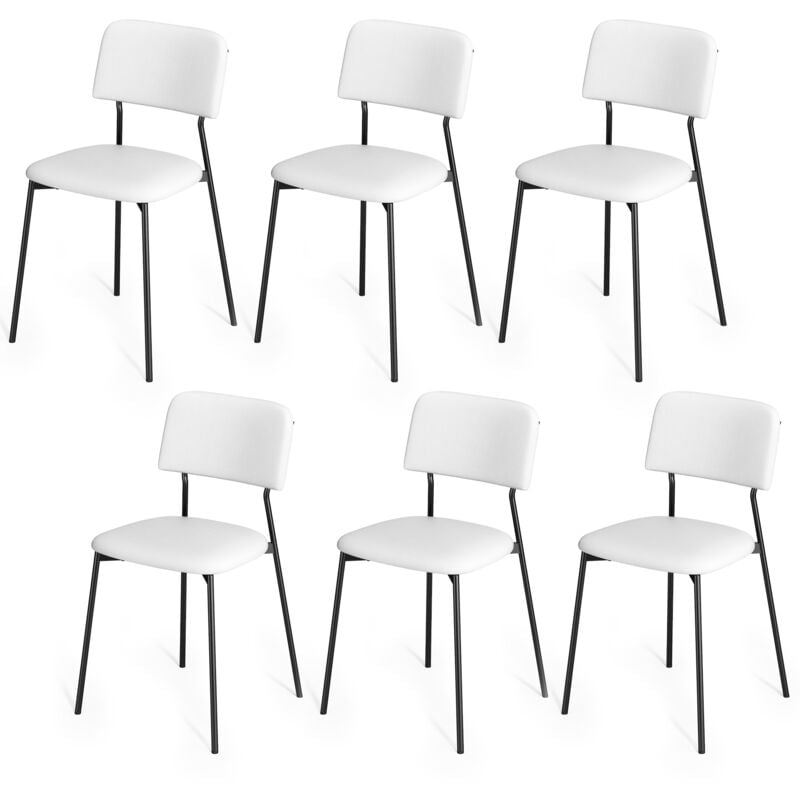 immagine 0 del prodotto bealife set di 6 sedie da pranzo moderne con schienale imbottito, struttura in metallo e piedini con gomma antiscivolo bianco per interni
