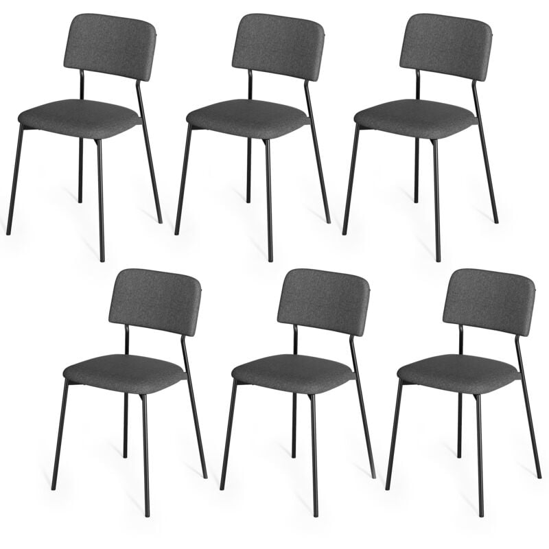 foto del prodotto bealife set di 6 sedie da pranzo moderne con schienale imbottito, struttura in metallo e piedini con gomma antiscivolo grigio antracite per