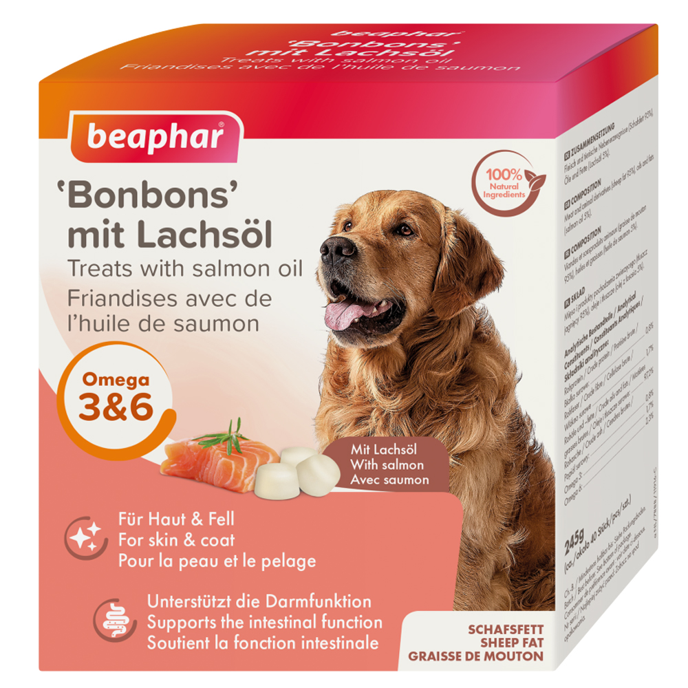 foto del prodotto beaphar bonbons con olio di salmone 245 g