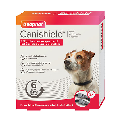 foto del prodotto beaphar canishield collare antiparassitario 2 collari cani taglia piccola e media antiparassitario per cani 1 ordine scegli lo sconto bzr5 bzr20 200 punti fedelt 