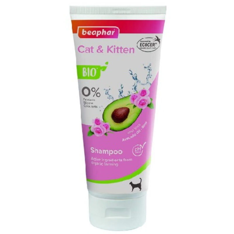foto del prodotto beaphar shampoo bio gatto e gattini, 0 di parabeni, siliconi, coloranti, alcol, barca 200 ml