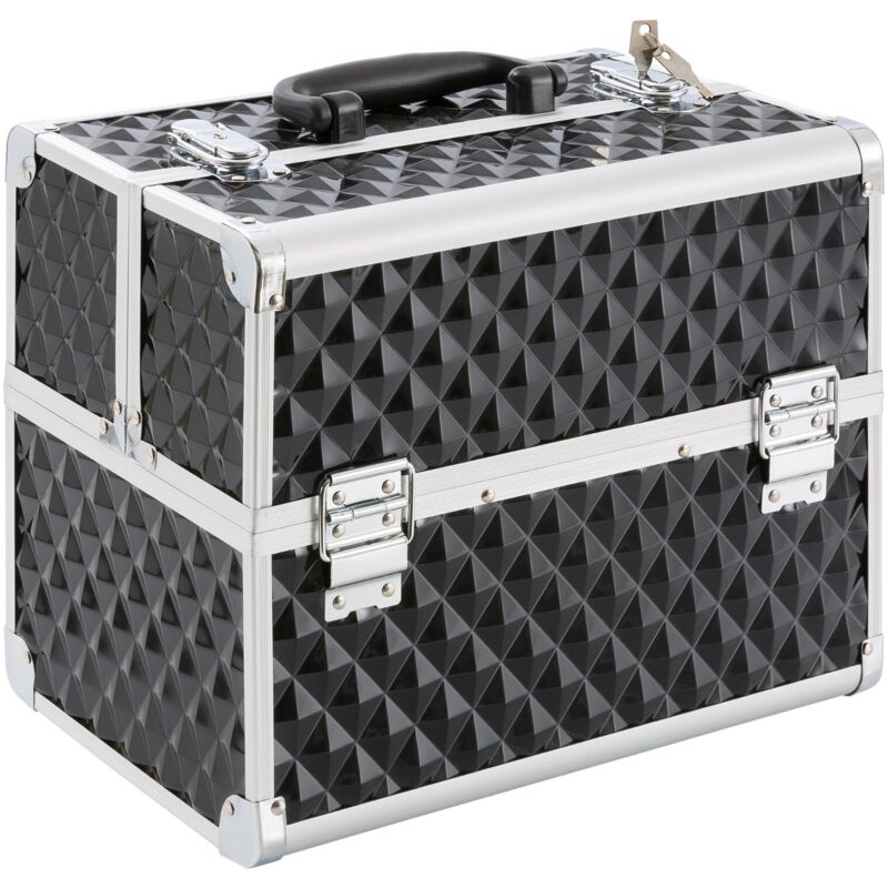 foto del prodotto beauty case make up valigia porta trucco portagioie multiuso nero arebos