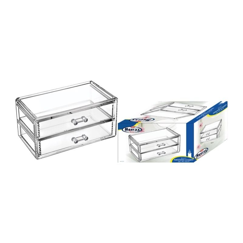 foto del prodotto beauty porta cosmetici multiuso con 2 cassetti 19 x 12 x h9 cm maury s