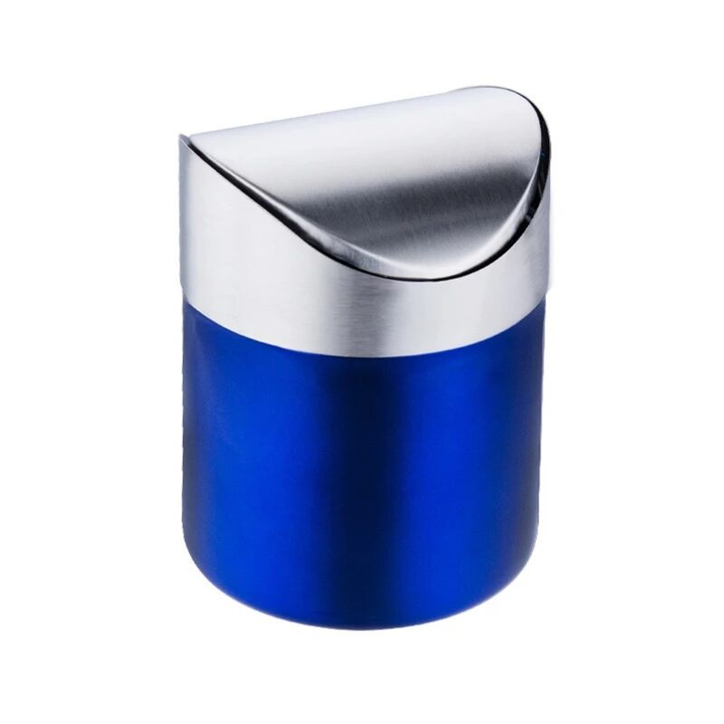 foto del prodotto bebusingoto 1 pz. bidone della spazzatura in acciaio inox spazzolato con coperchio basculante, da tavolo, scrivania, auto, mini, 1,5 l 0,40 galloni,